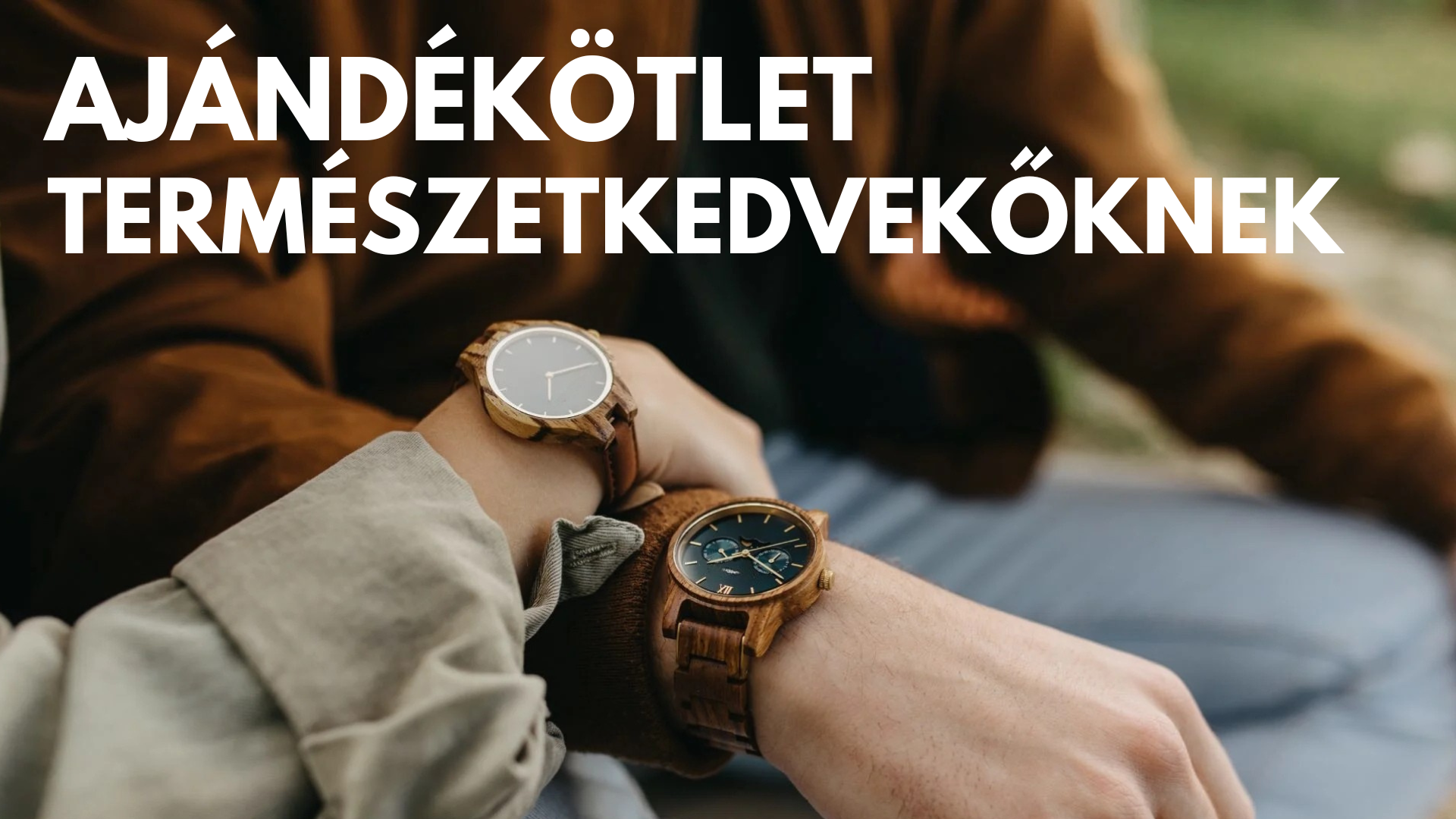 Két természetes fa karóra párok csuklóján, ajándékötlet természetkedvelőknek
