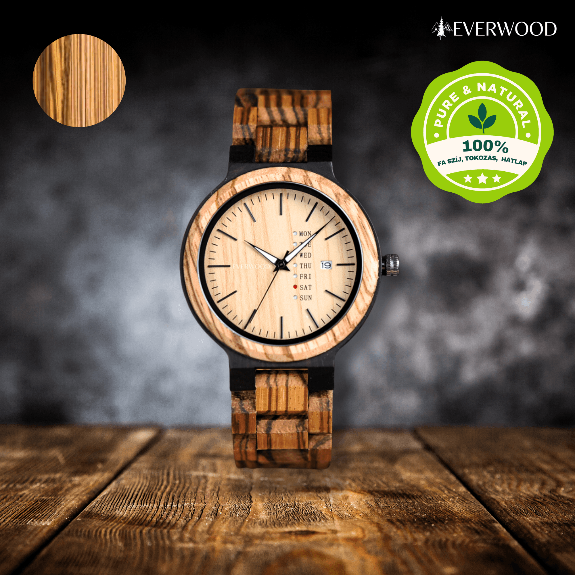 EverWood™ - Sand Quartz naptáros 45.5mm - EverWood ® Fa Karórák | Férfi & Női Karóra Faóra Fakaróra EverWood