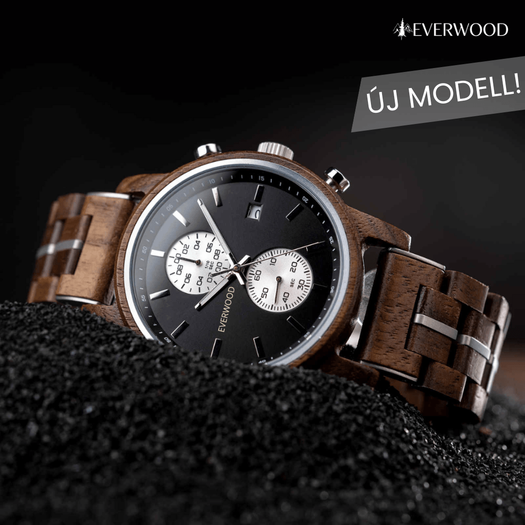 EverWood™ - Classic Walnut Wood Kronográf 44mm - EverWood ® Fa Karórák | Férfi & Női Karóra Faóra Fakaróra EverWood