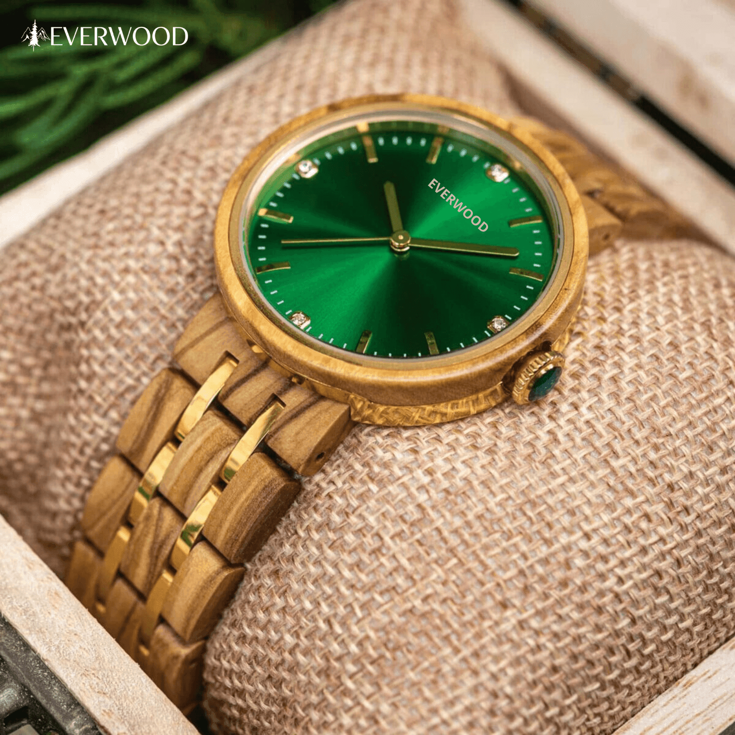 EverWood™ - Rose Green 38mm - EverWood ® Fa Karórák | Férfi & Női Karóra Faóra Fakaróra EverWood