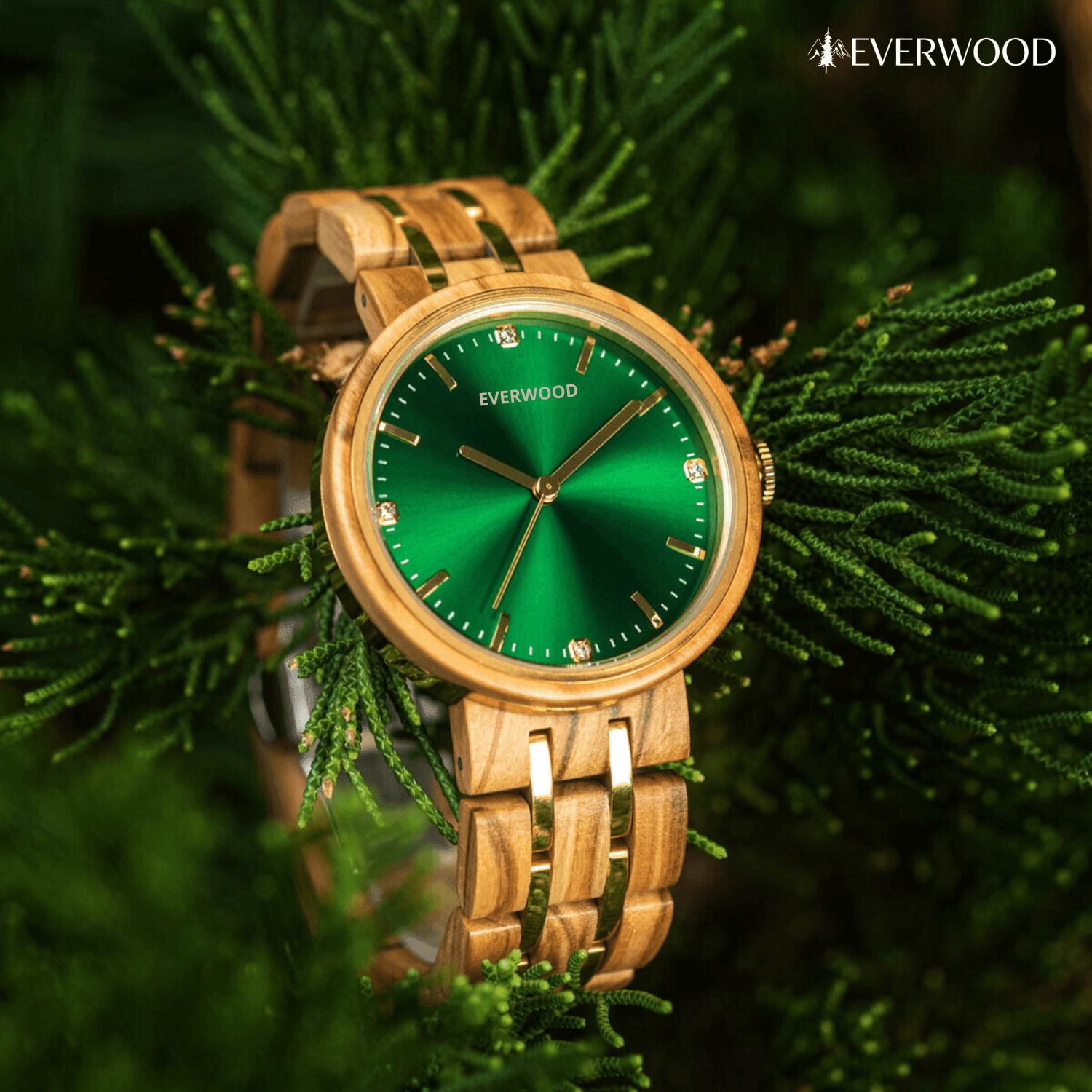 EverWood™ - Rose Green 38mm - EverWood ® Fa Karórák | Férfi & Női Karóra Faóra Fakaróra EverWood