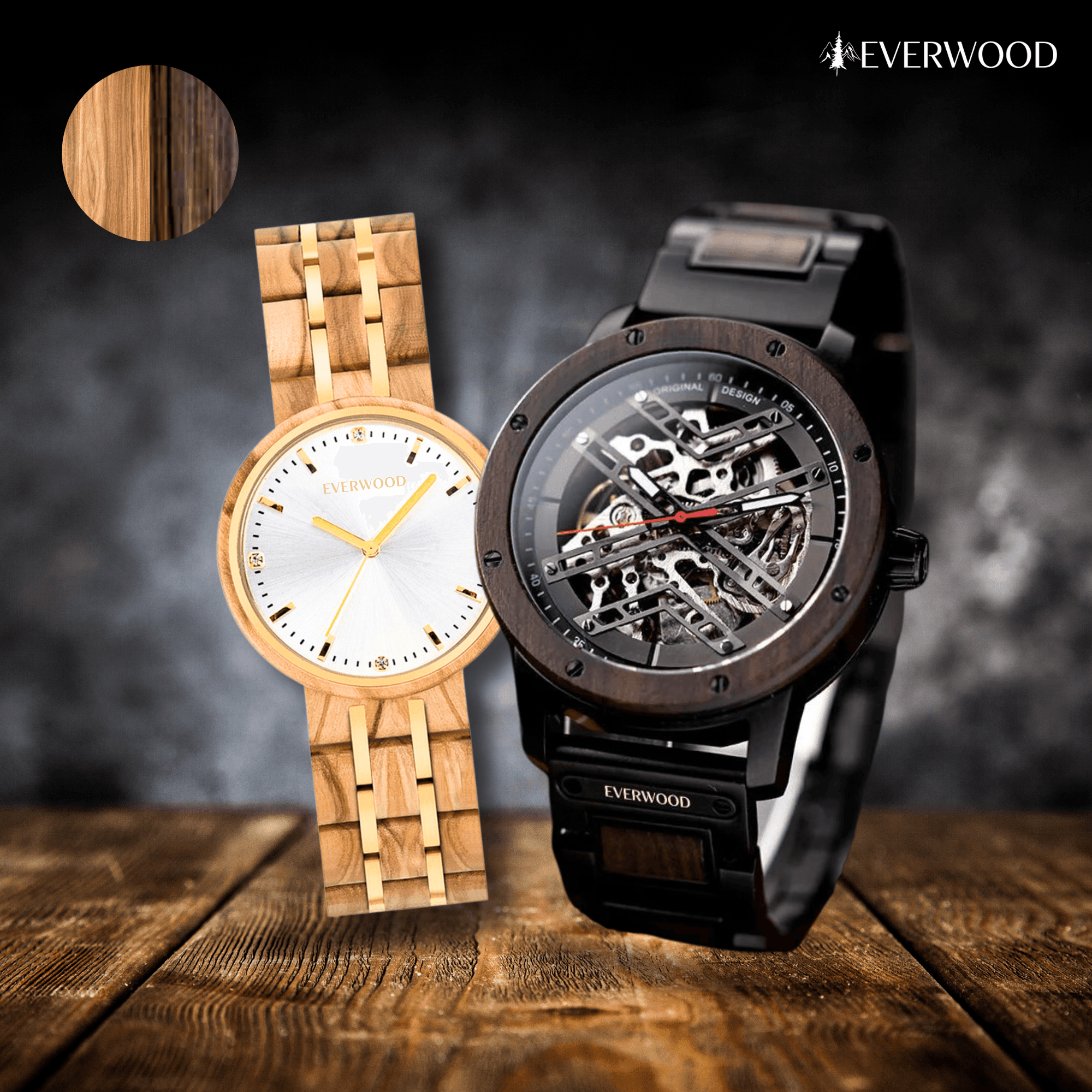 EverWood™ - Legacy Premium Selection 1+1 Páros 45/38mm - EverWood ® Fa Karórák | Férfi & Női Karóra Faóra Fakaróra EverWood