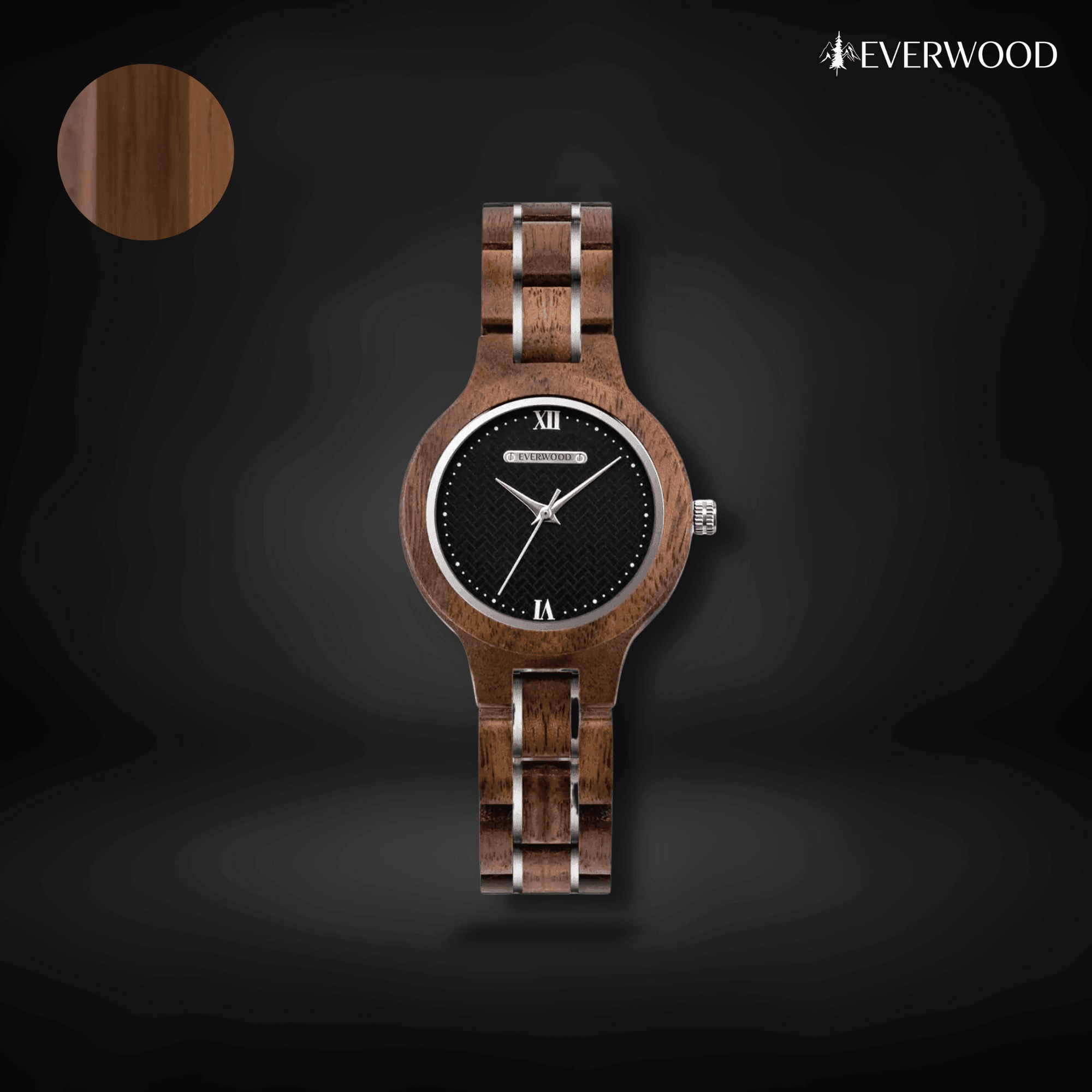 EverWood™ - Aurora Dark Quartz 35mm - EverWood ® Fa Karórák | Férfi & Női Karóra Faóra Fakaróra EverWood