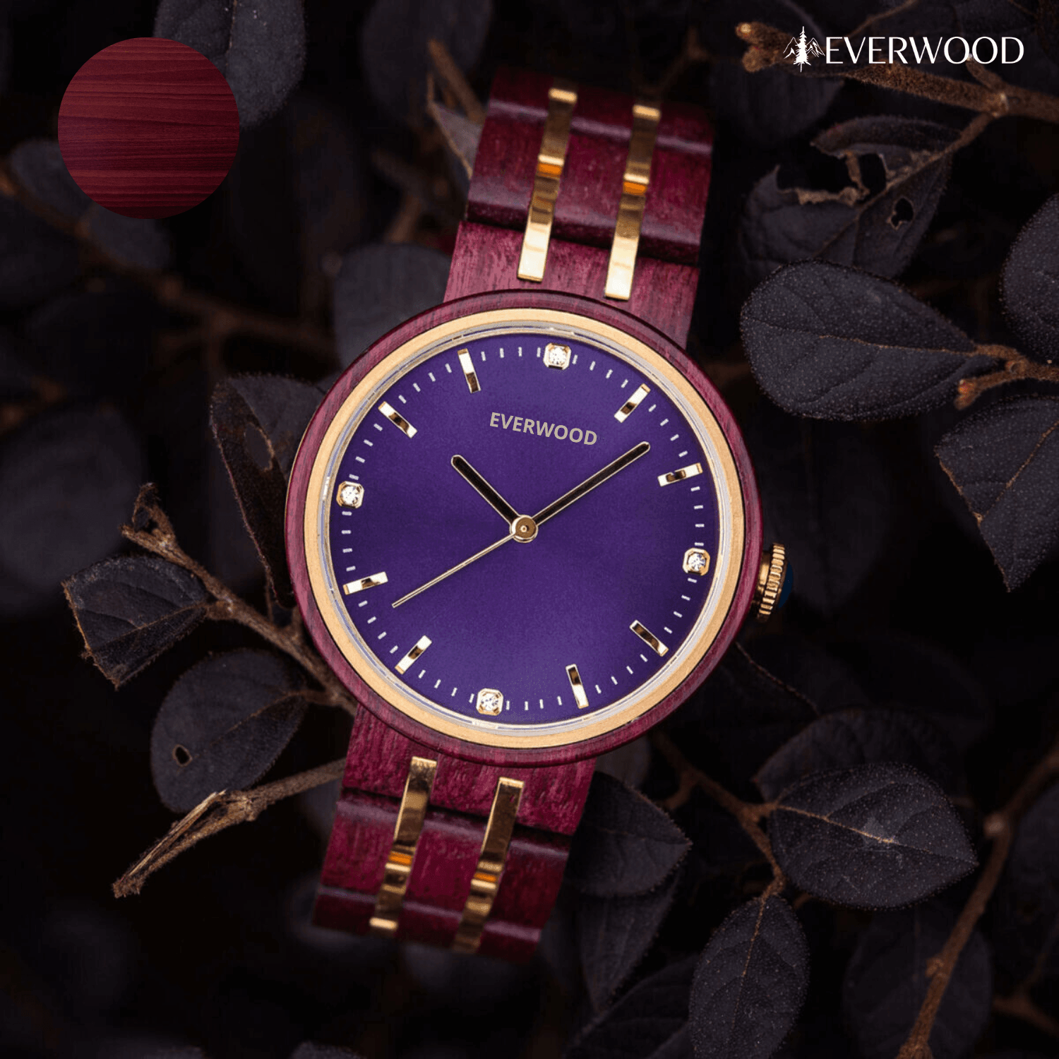 EverWood™ - Rose Cherry 38mm - EverWood ® Fa Karórák | Férfi & Női Karóra Faóra Fakaróra EverWood