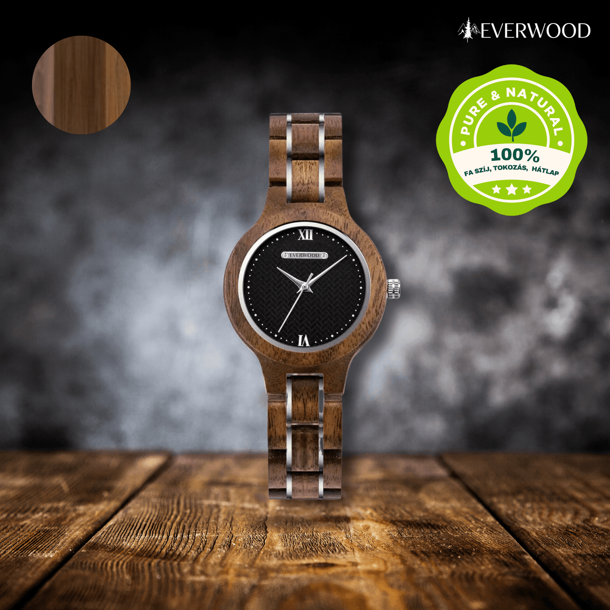 EverWood™ - Aurora Dark Quartz 35mm - EverWood ® Fa Karórák | Férfi & Női Karóra Faóra Fakaróra EverWood