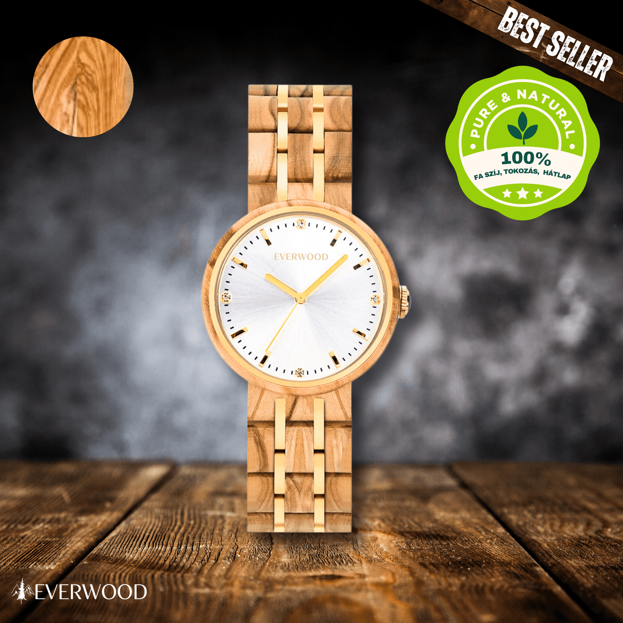 EverWood™ - Rose White 38mm - EverWood ® Fa Karórák | Férfi & Női Karóra Faóra Fakaróra EverWood