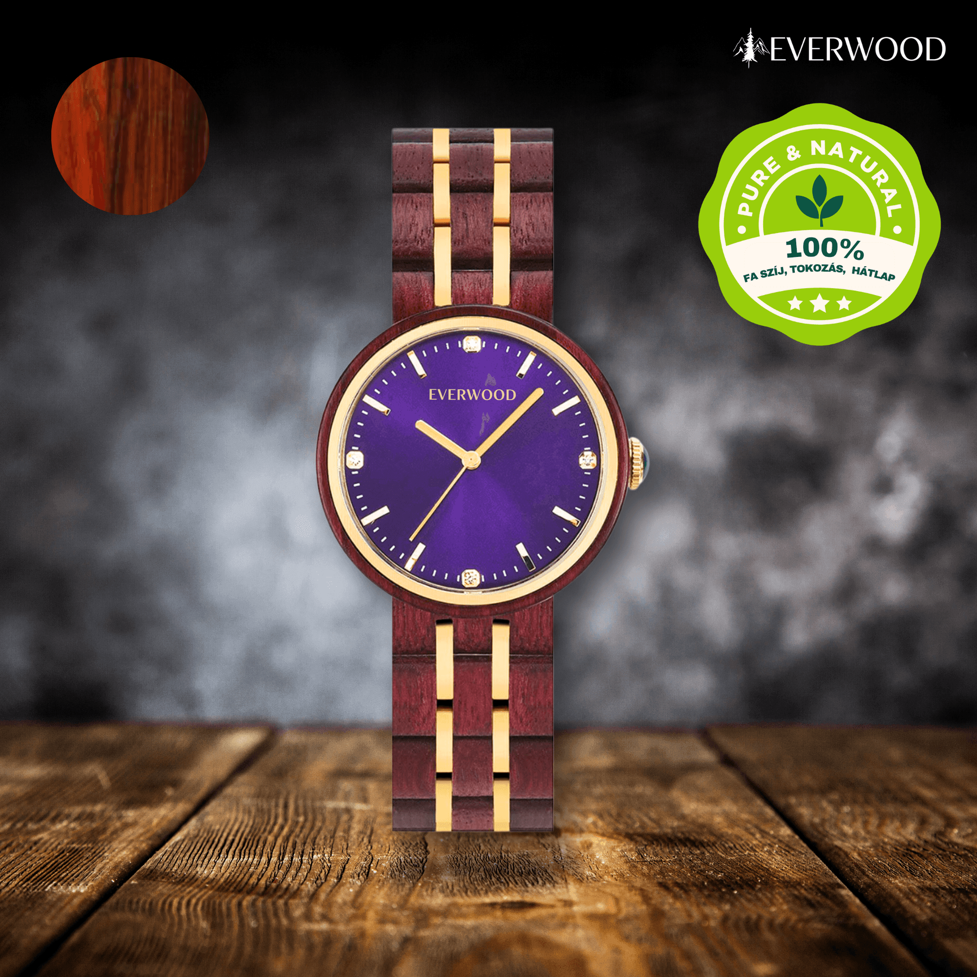 EverWood™ - Rose Cherry 38mm - EverWood ® Fa Karórák | Férfi & Női Karóra Faóra Fakaróra EverWood