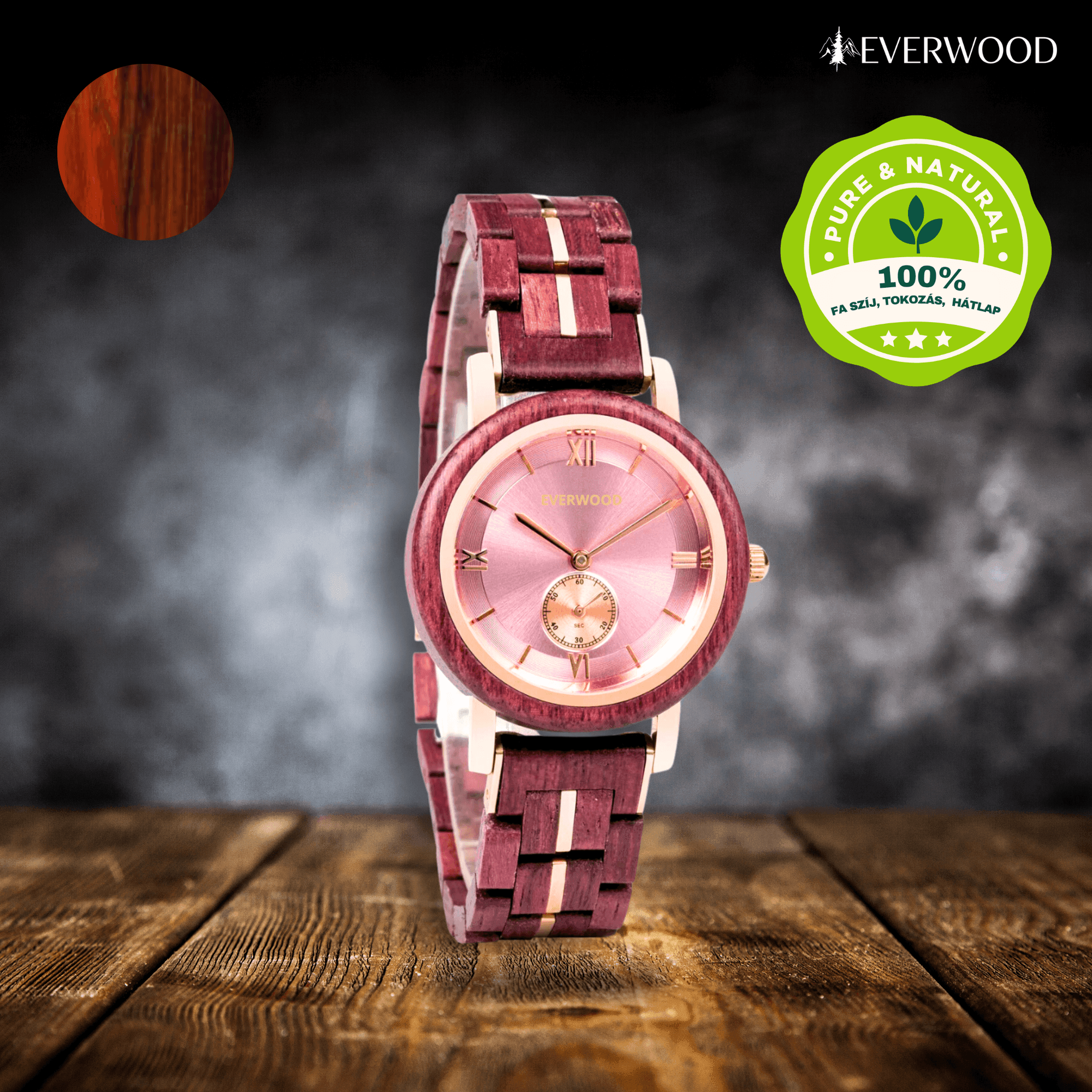 EverWood™ - Purple Heart 34mm - EverWood ® Fa Karórák | Férfi & Női Karóra Faóra Fakaróra EverWood