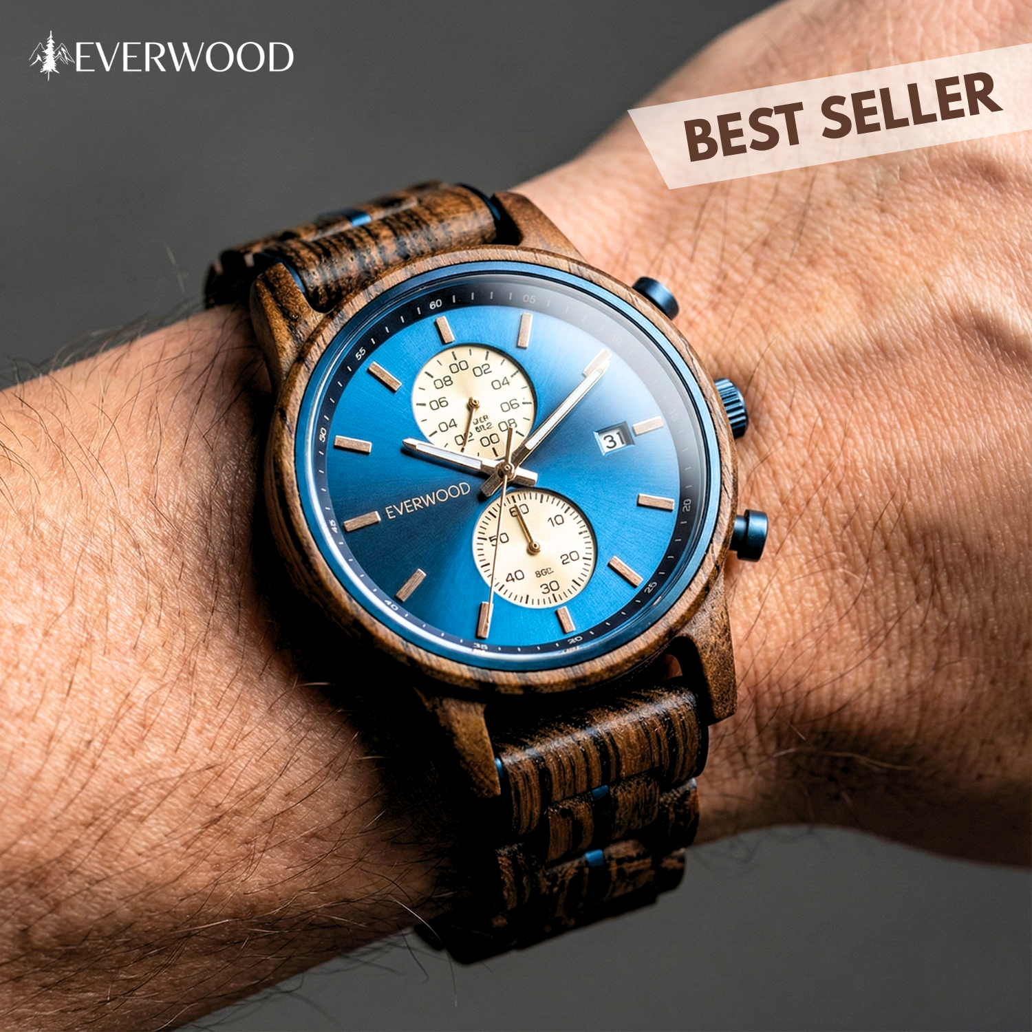 EverWood™ - Classic Walnut Blue Chronograph 44mm
