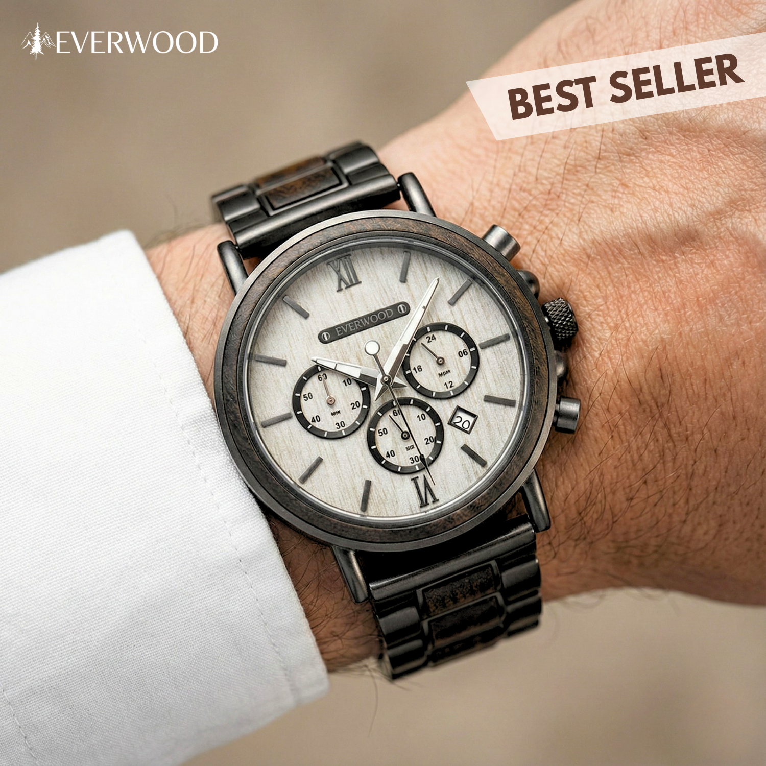 EverWood™ - Metal Zebra Kronográf 44.5mm