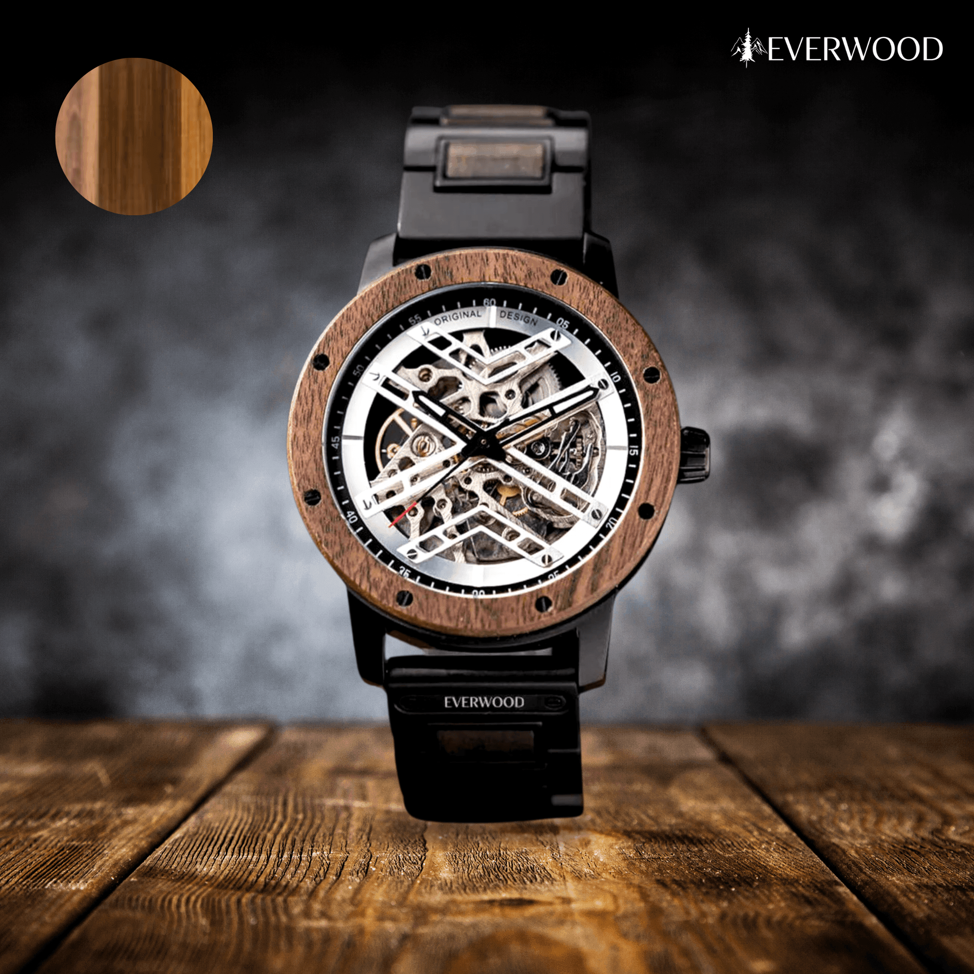 EverWood™ - Steel Ranger Automata 45mm - EverWood ® Fa Karórák | Férfi & Női Karóra Faóra Fakaróra EverWood