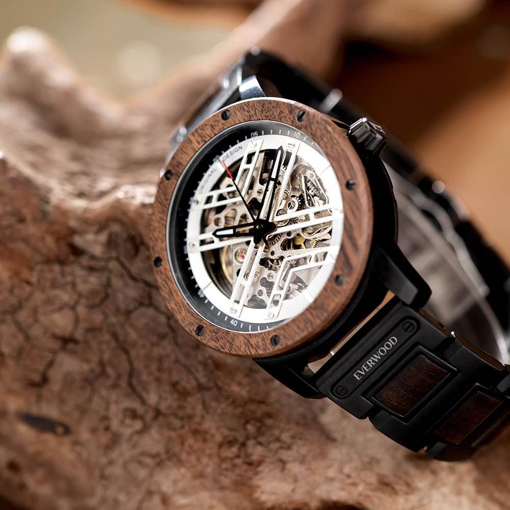 EverWood™ - Steel Ranger Automata 45mm - EverWood ® Fa Karórák | Férfi & Női Karóra Faóra Fakaróra EverWood