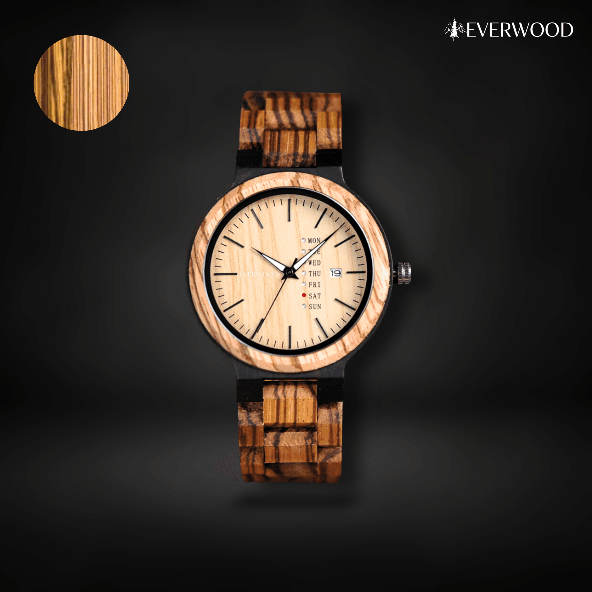 EverWood™ - Sand Quartz naptáros 45.5mm - EverWood ® Fa Karórák | Férfi & Női Karóra Faóra Fakaróra EverWood