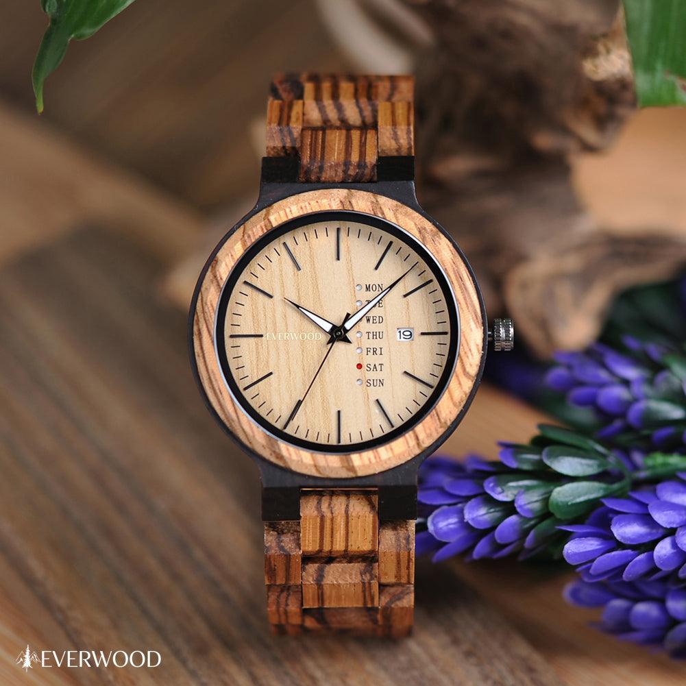 EverWood™ - Sand Quartz naptáros 45.5mm - EverWood ® Fa Karórák | Férfi & Női Karóra Faóra Fakaróra EverWood