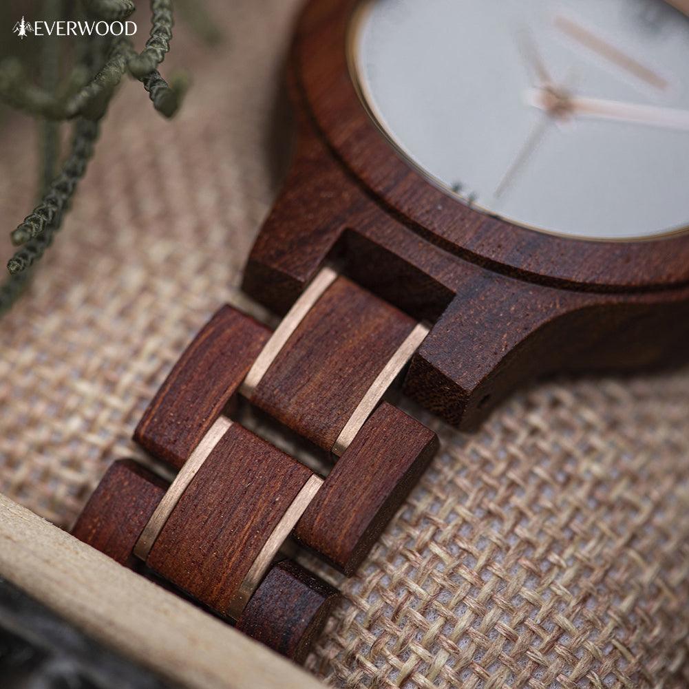 EverWood™ - Aurora Cherry Quartz 35mm - EverWood ® Fa Karórák | Férfi & Női Karóra Faóra Fakaróra EverWood