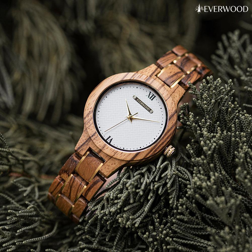EverWood™ - Aurora Walnut Quartz 35mm - EverWood ® Fa Karórák | Férfi & Női Karóra Faóra Fakaróra EverWood