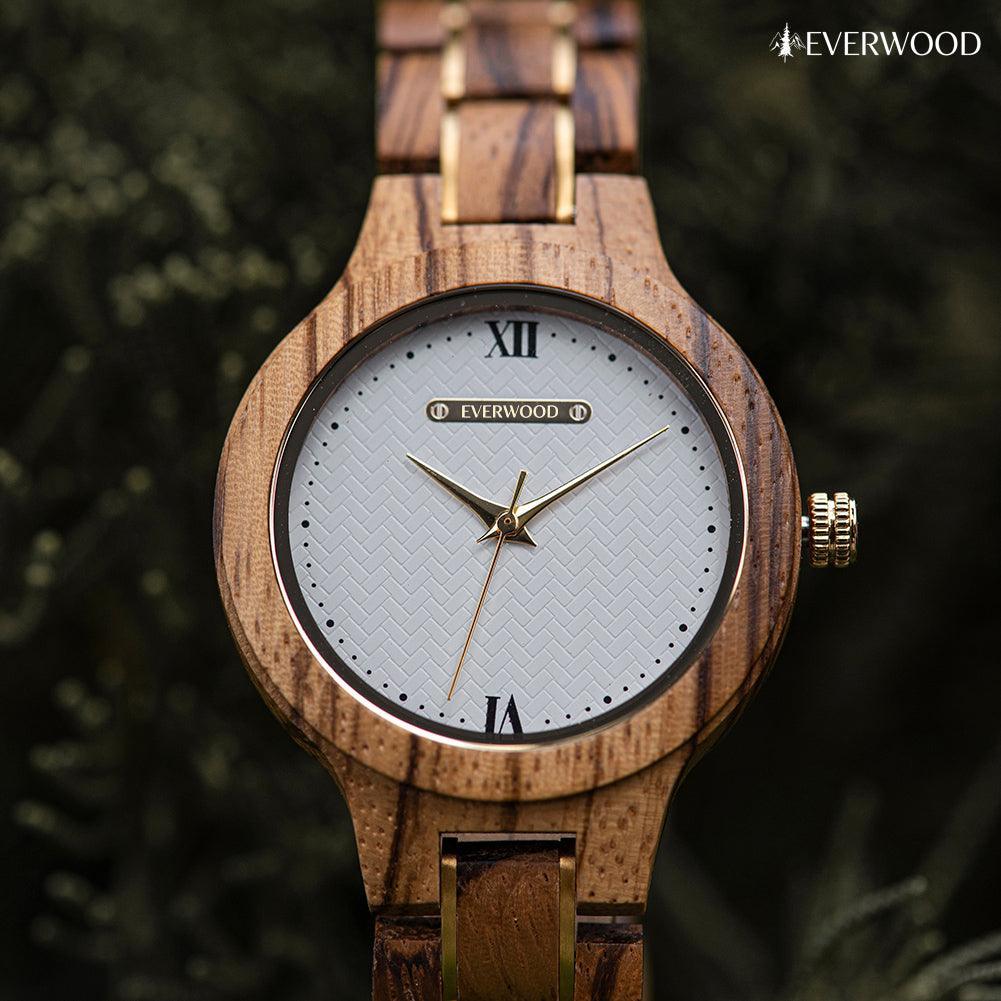 EverWood™ - Aurora Walnut Quartz 35mm - EverWood ® Fa Karórák | Férfi & Női Karóra Faóra Fakaróra EverWood