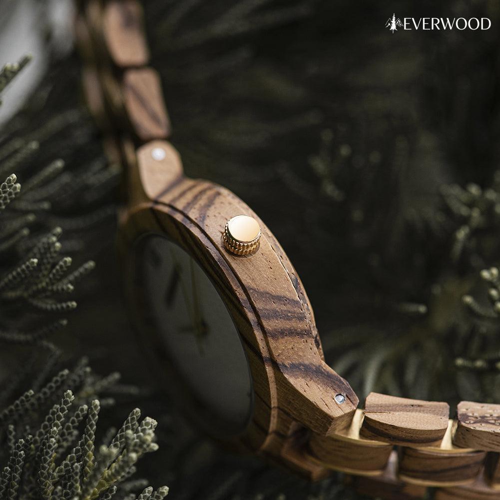 EverWood™ - Aurora Walnut Quartz 35mm - EverWood ® Fa Karórák | Férfi & Női Karóra Faóra Fakaróra EverWood