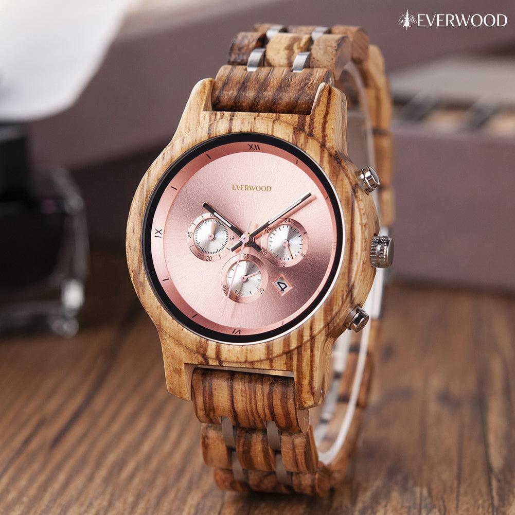 EverWood™ - Walnut Premium Selection 1+1 Páros 44/40mm - EverWood ® Fa Karórák | Férfi & Női Karóra Faóra Fakaróra EverWood