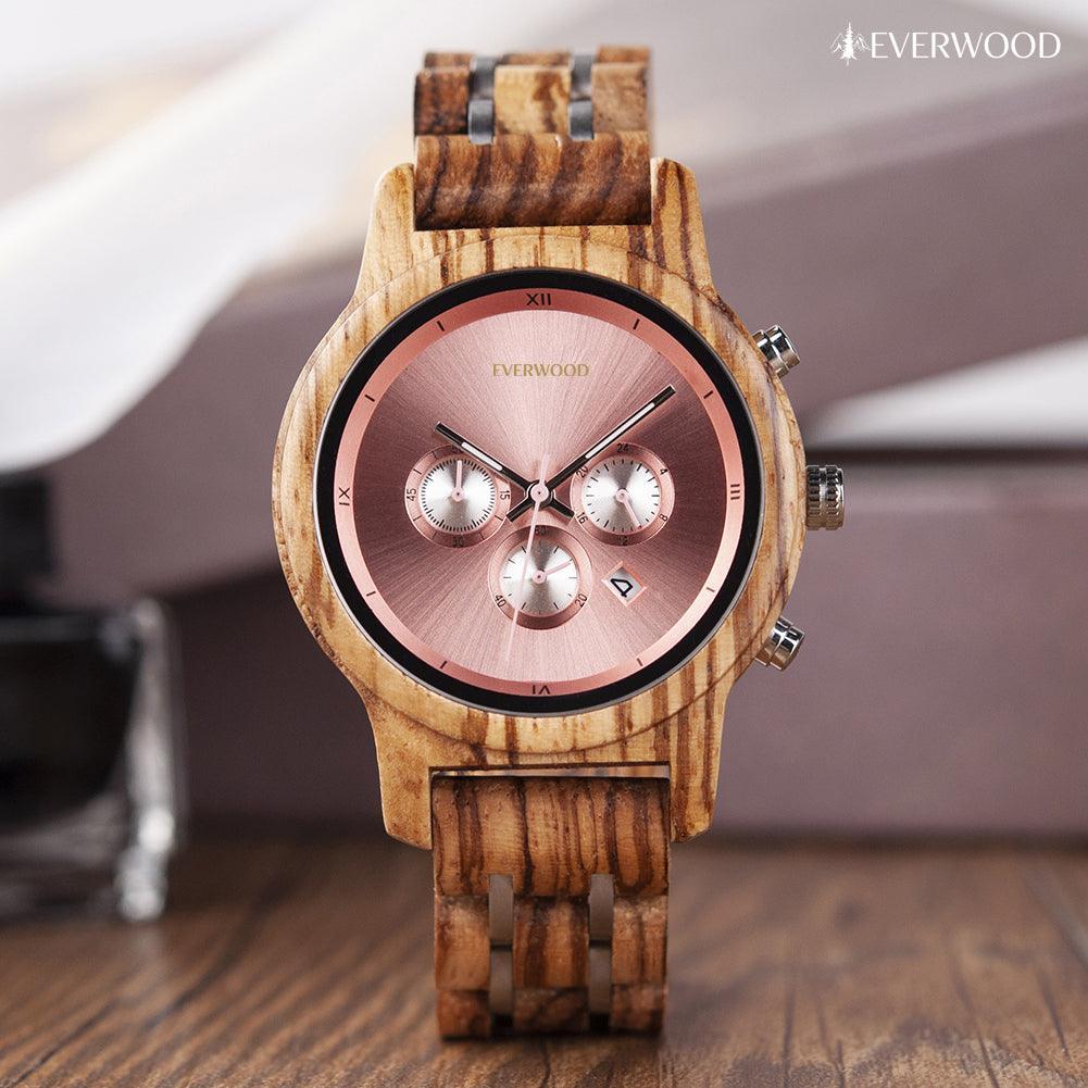 EverWood™ - Walnut Premium Selection 1+1 Páros 44/40mm - EverWood ® Fa Karórák | Férfi & Női Karóra Faóra Fakaróra EverWood