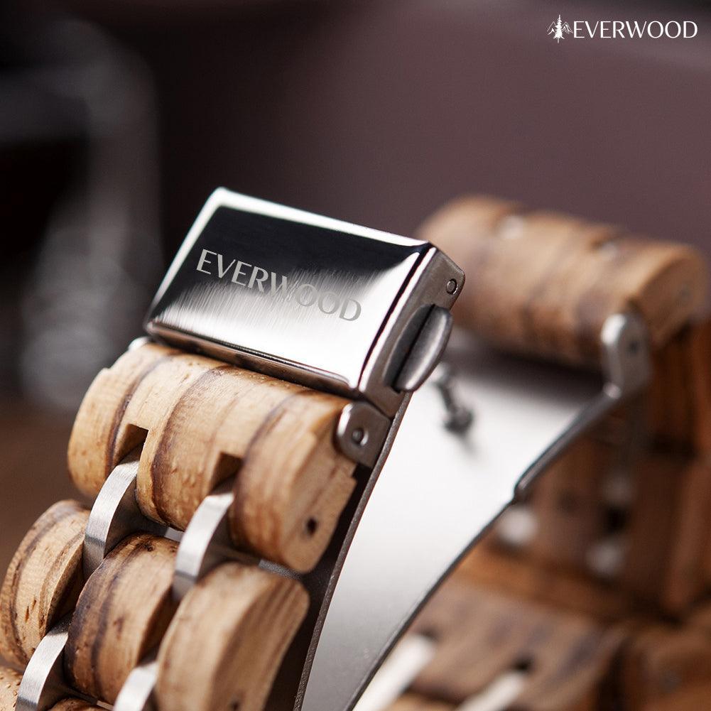 EverWood™ - Vivid Walnut Kronográf 40mm - EverWood ® Fa Karórák | Férfi & Női Karóra Faóra Fakaróra EverWood