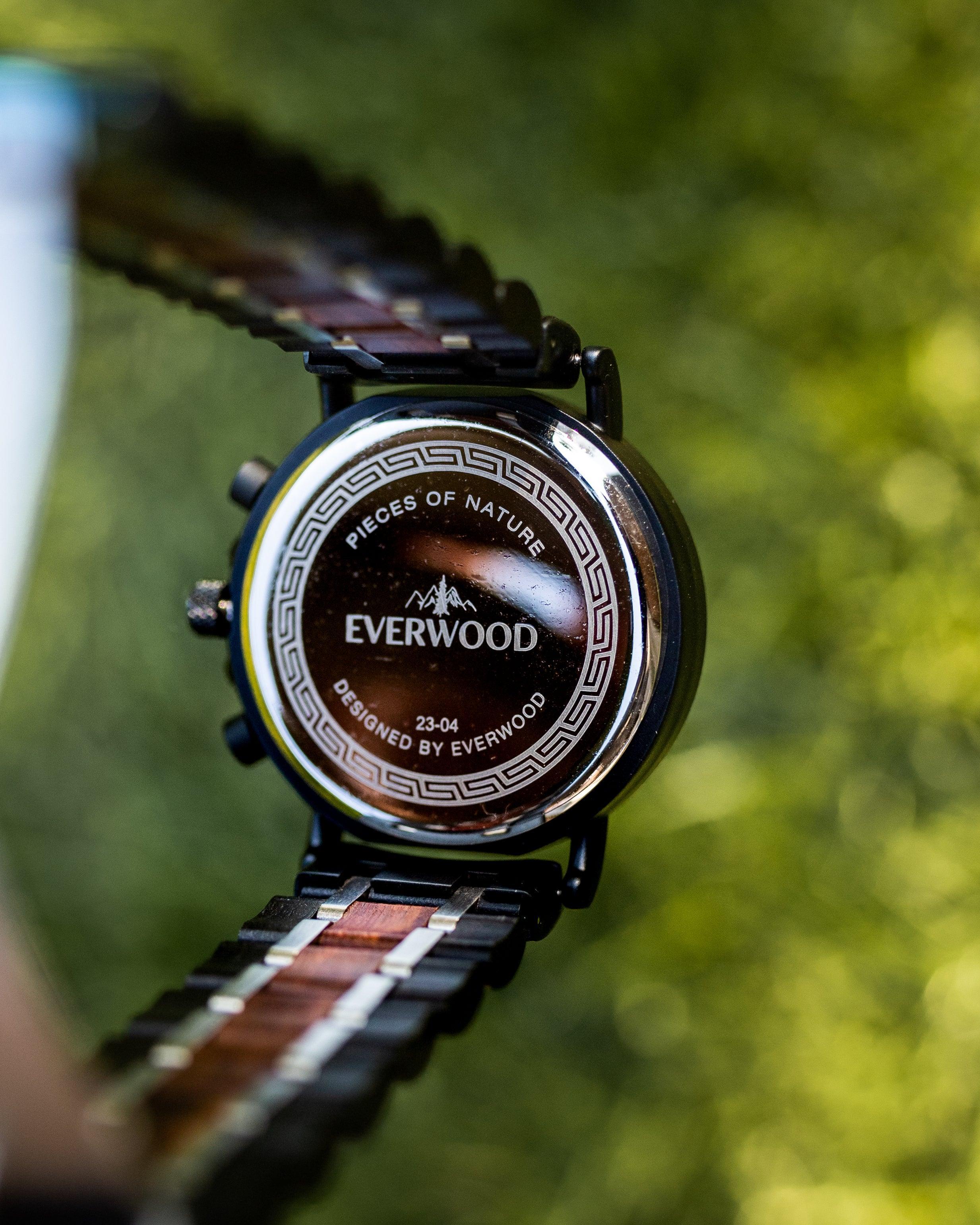EverWood™ - Dark Eclipse Kronográf 44mm - EverWood ® Fa Karórák | Férfi & Női Karóra Faóra Fakaróra EverWood