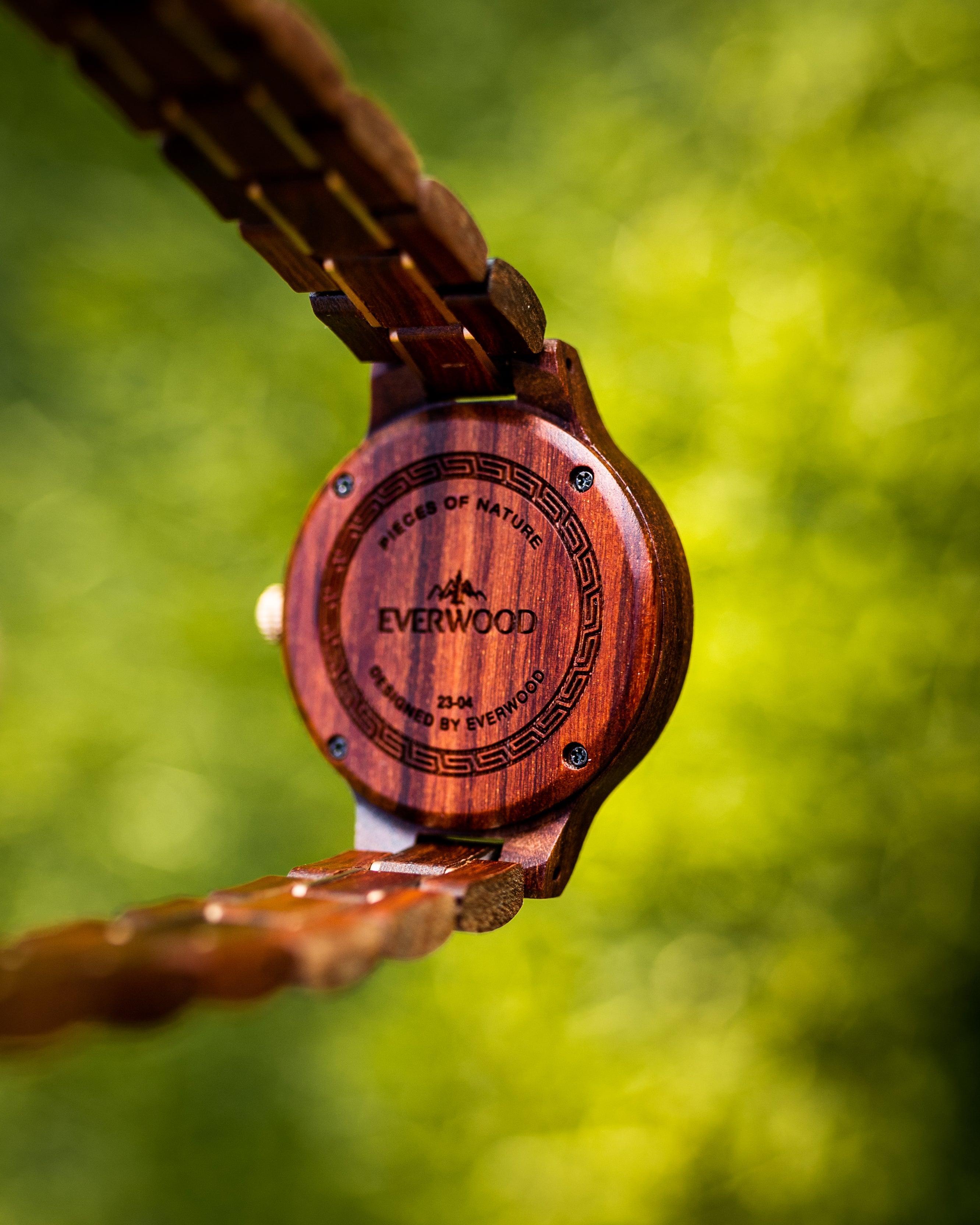 EverWood™ - Aurora Cherry Quartz 35mm - EverWood ® Fa Karórák | Férfi & Női Karóra Faóra Fakaróra EverWood