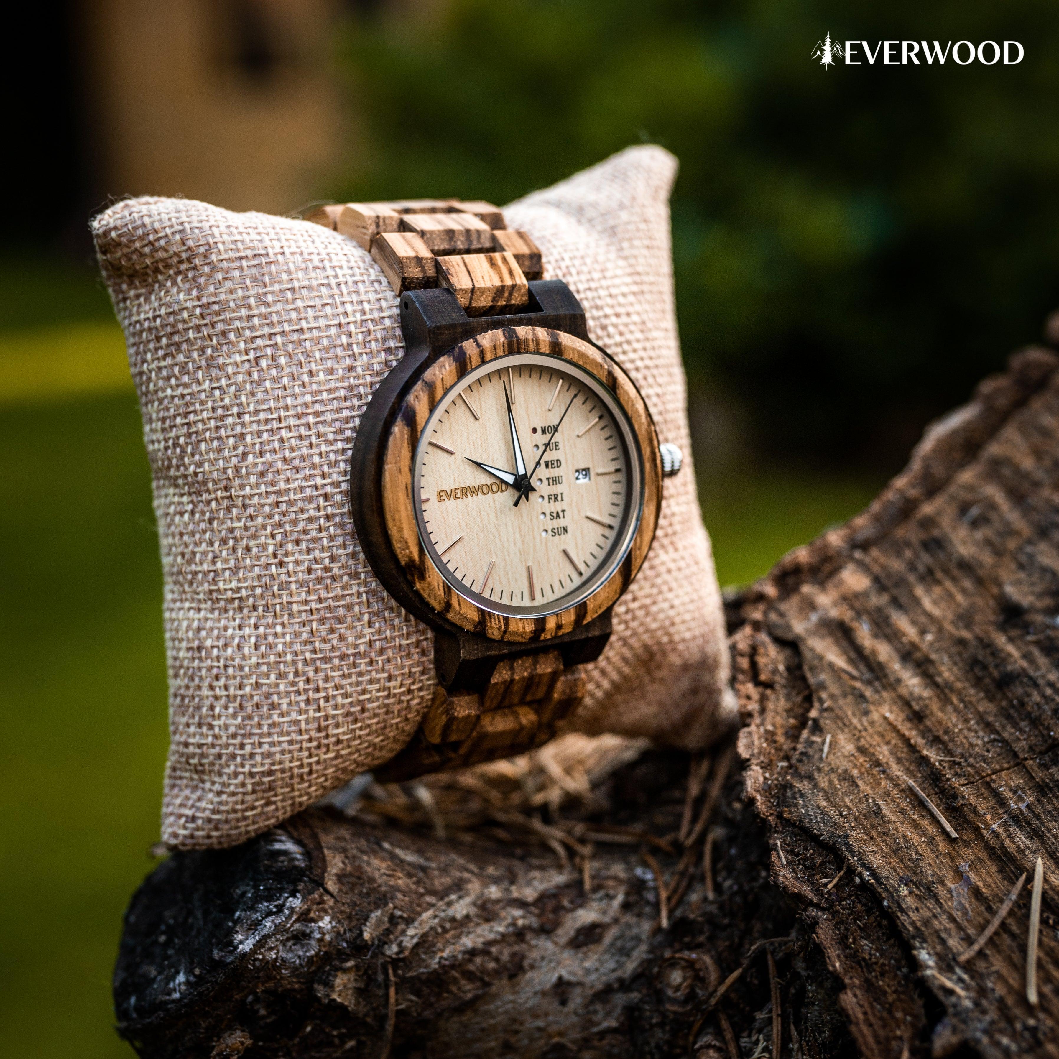 EverWood™ - Sand Quartz naptáros 45.5mm - EverWood ® Fa Karórák | Férfi & Női Karóra Faóra Fakaróra EverWood