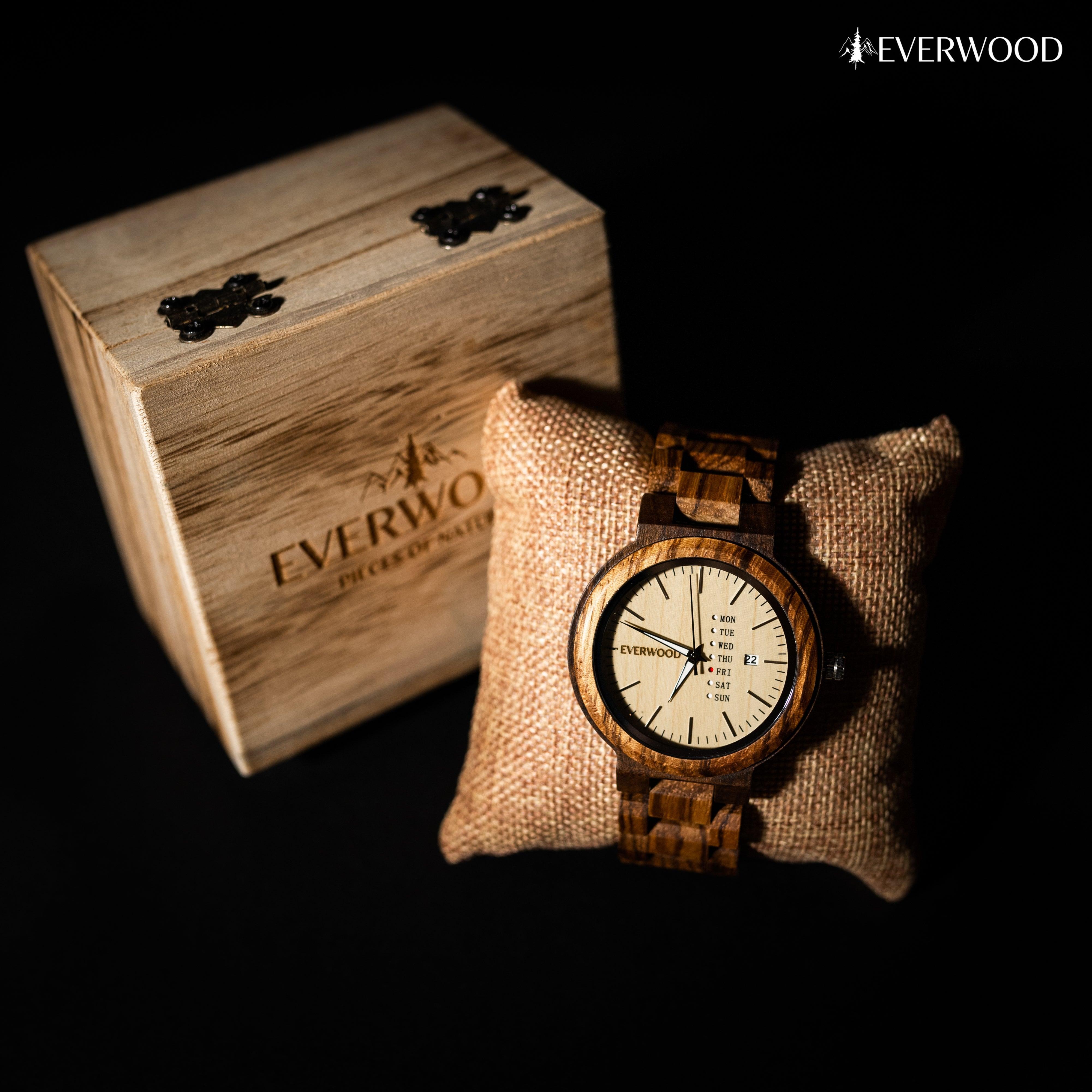 EverWood™ - Sand Quartz naptáros 45.5mm - EverWood ® Fa Karórák | Férfi & Női Karóra Faóra Fakaróra EverWood