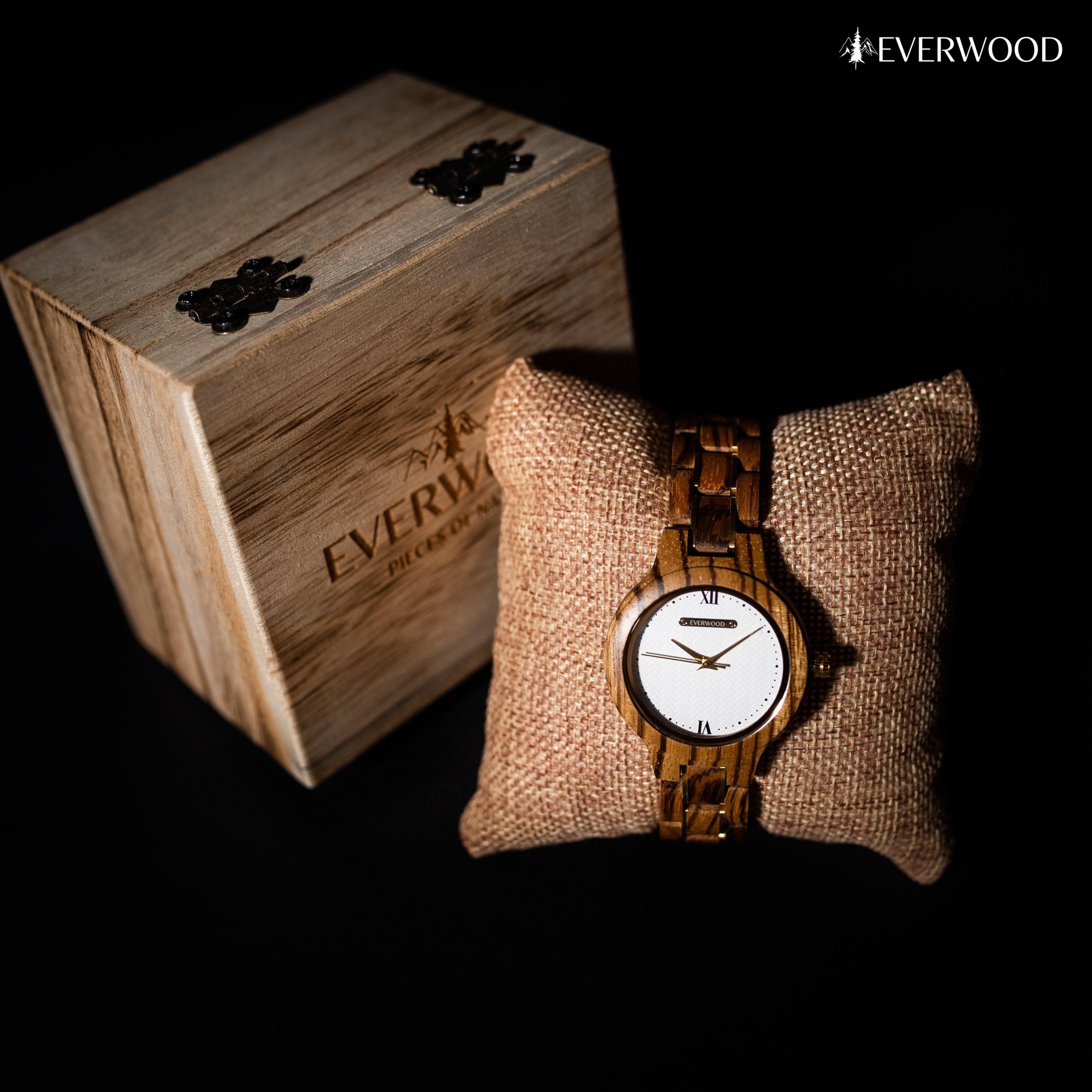 EverWood™ - Aurora Walnut Quartz 35mm - EverWood ® Fa Karórák | Férfi & Női Karóra Faóra Fakaróra EverWood