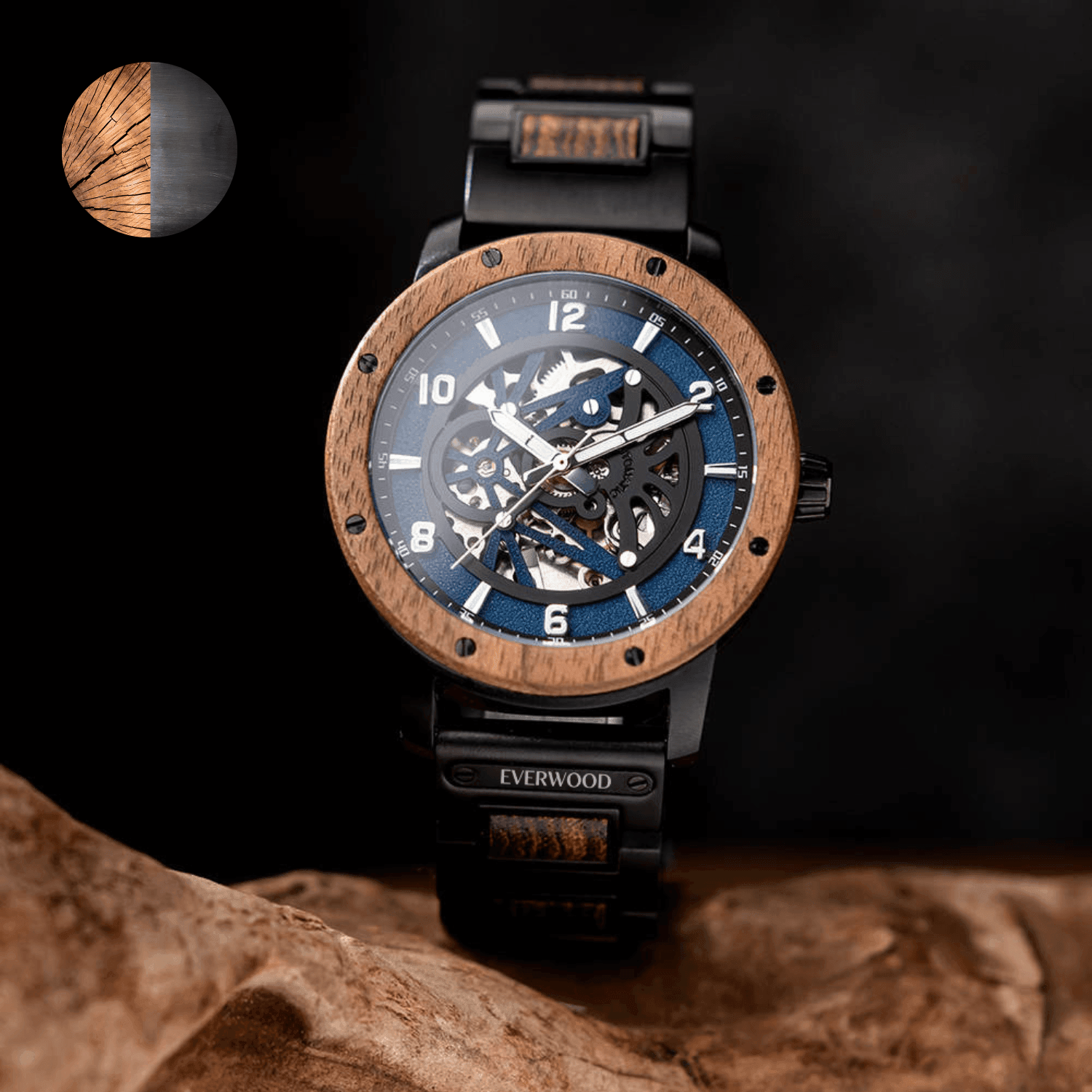 EverWood™ - Blue Ranger Automata 45mm - EverWood ® Fa Karórák | Férfi & Női Karóra Faóra Fakaróra EverWood