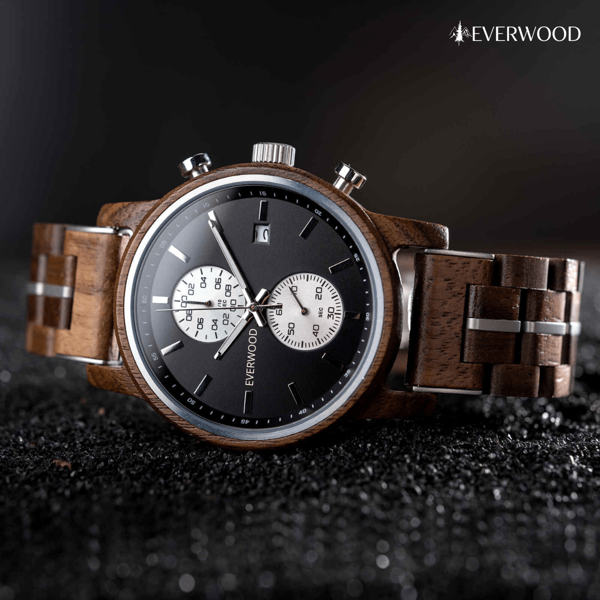 EverWood™ - Classic Walnut Wood Kronográf 44mm - EverWood ® Fa Karórák | Férfi & Női Karóra Faóra Fakaróra EverWood
