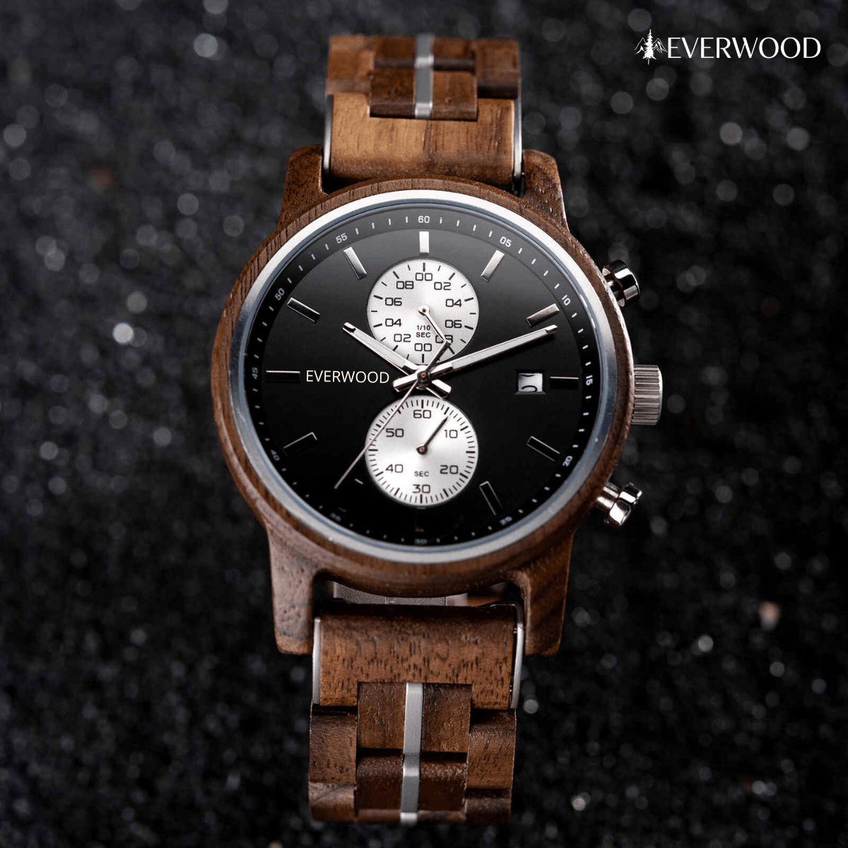 EverWood™ - Classic Walnut Wood Kronográf 44mm - EverWood ® Fa Karórák | Férfi & Női Karóra Faóra Fakaróra EverWood