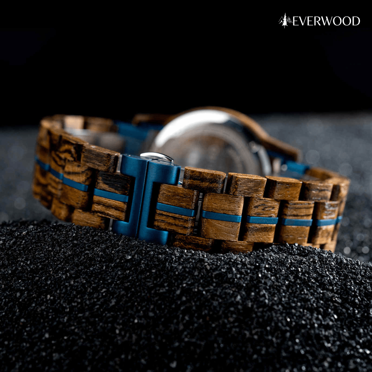 EverWood™ - Classic Walnut Blue Chronograph 44mm - EverWood ® Fa Karórák | Férfi & Női Karóra Faóra Fakaróra EverWood