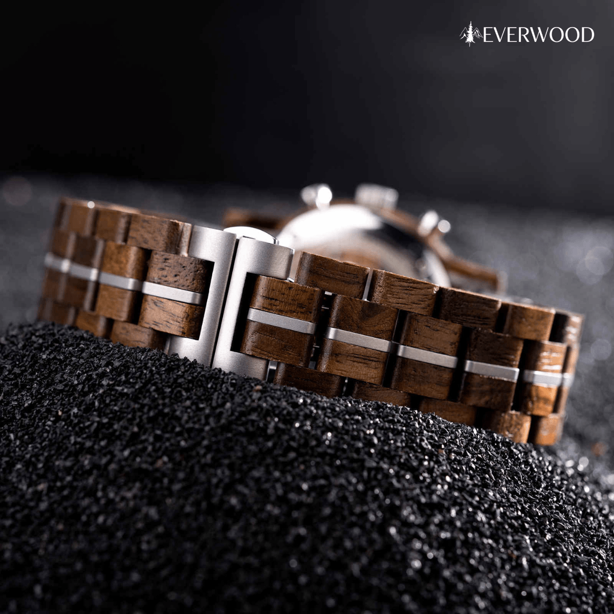 EverWood™ - Classic Walnut Silver Kronográf 44mm - EverWood ® Fa Karórák | Férfi & Női Karóra Faóra Fakaróra EverWood