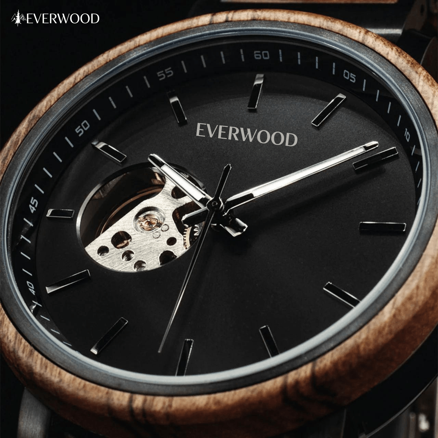 EverWood™ - Sailor Dark Automata 43mm - EverWood ® Fa Karórák | Férfi & Női Karóra Faóra Fakaróra EverWood