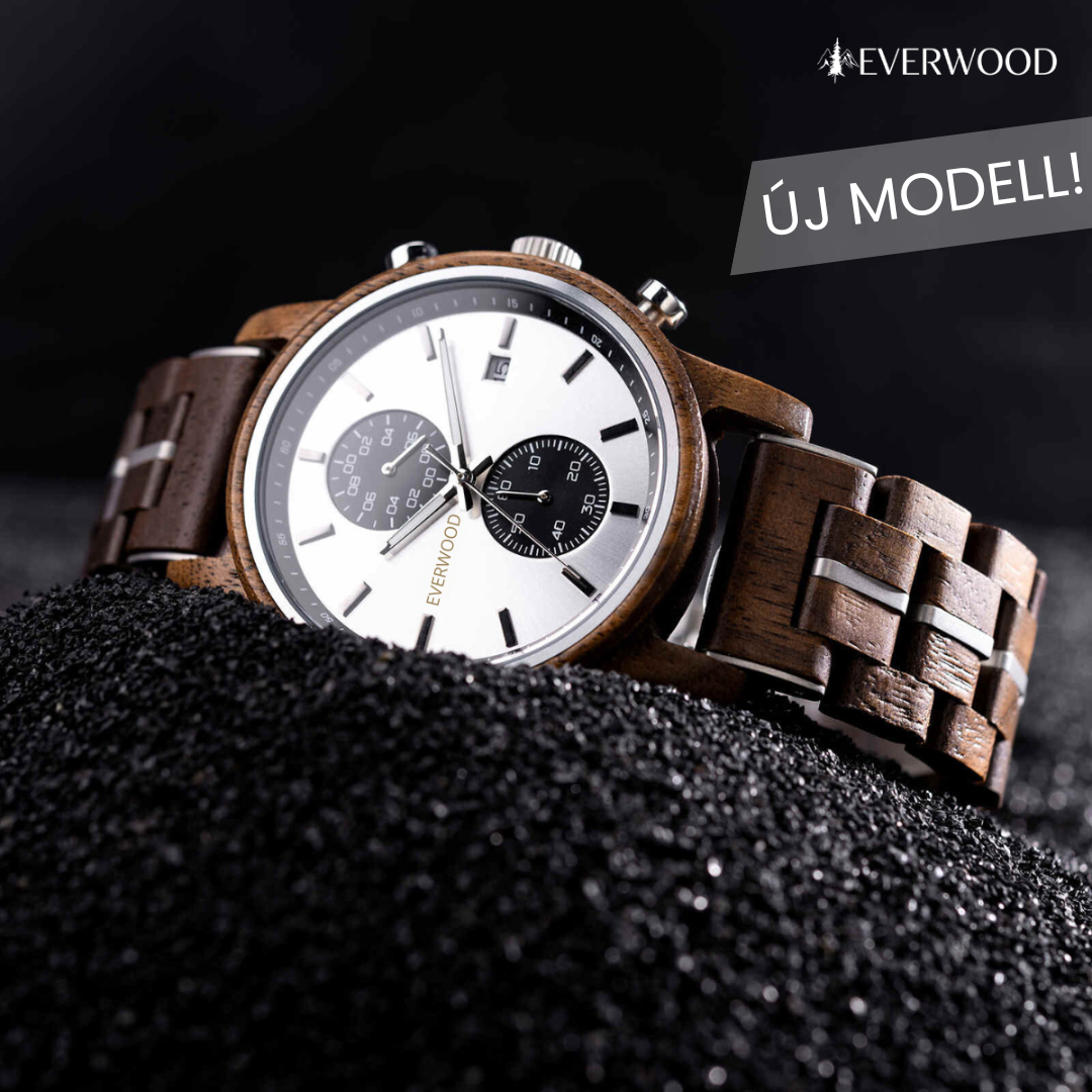 EverWood™ - Classic Walnut Silver Kronográf 42mm - EverWood ® Fa Karórák | Férfi & Női