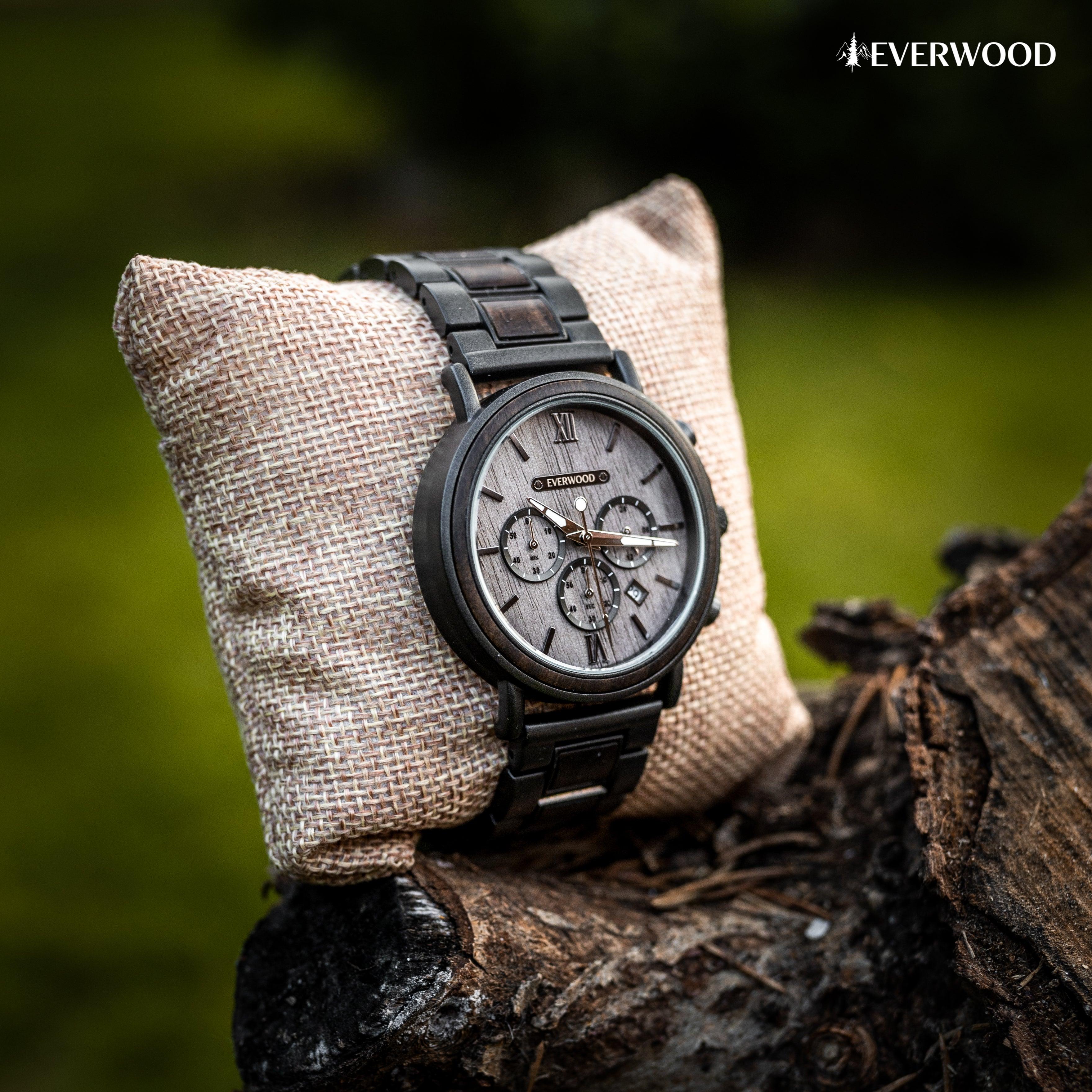 EverWood™ - Metal Zebra Kronográf 44.5mm - EverWood ® Fa Karórák | Férfi & Női Karóra Faóra Fakaróra EverWood