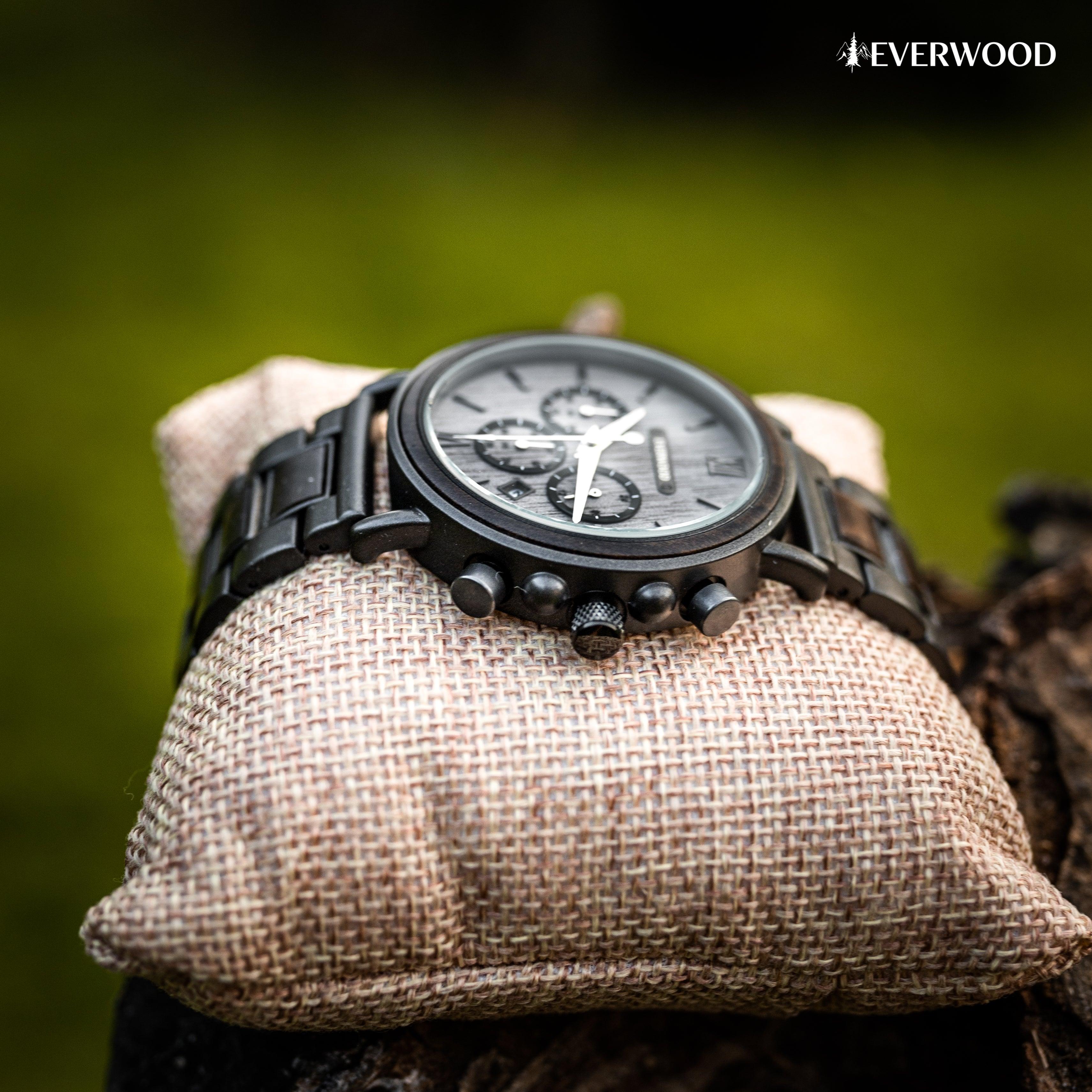 EverWood™ - Metal Zebra Kronográf 44.5mm - EverWood ® Fa Karórák | Férfi & Női Karóra Faóra Fakaróra EverWood