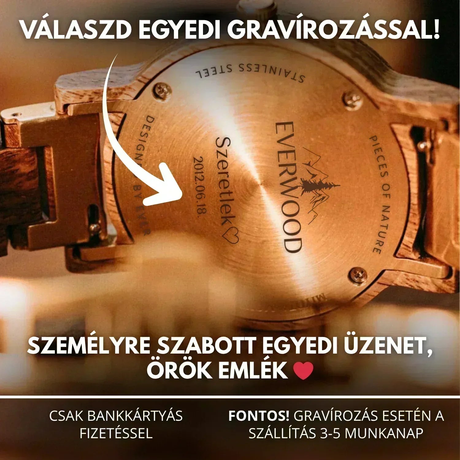 EverWood™ - Moon Phase Blue Kronográf 44mm