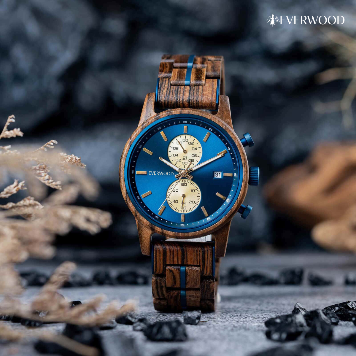 EverWood™ - Classic Walnut Blue Chronograph 44mm